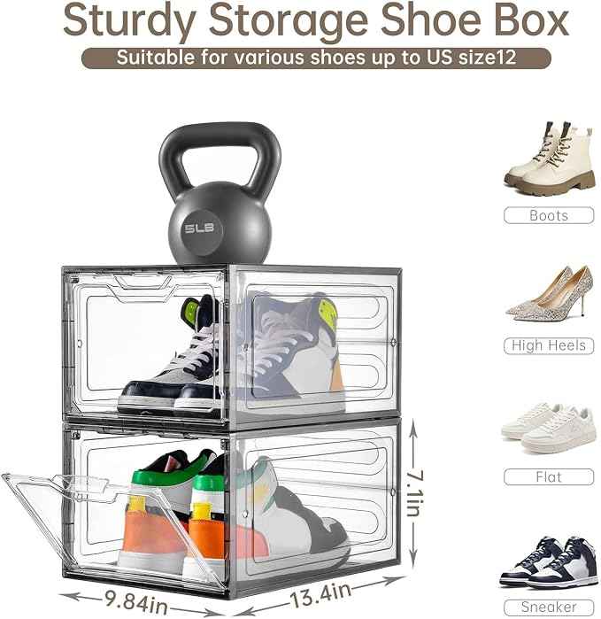 12 Pack Shoe Boxes Shoes Organizer, Shoe Storage Organizer Boxes