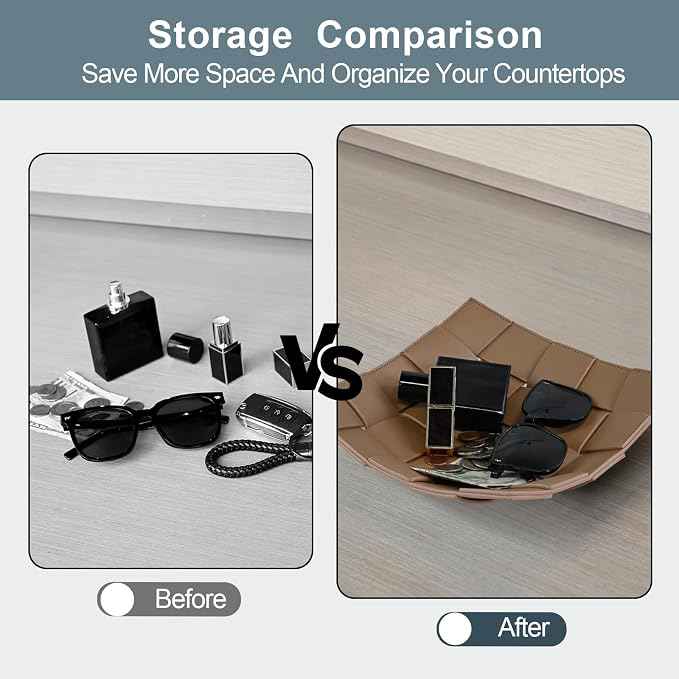 Valet Tray PU Leather Key Holder Bowl