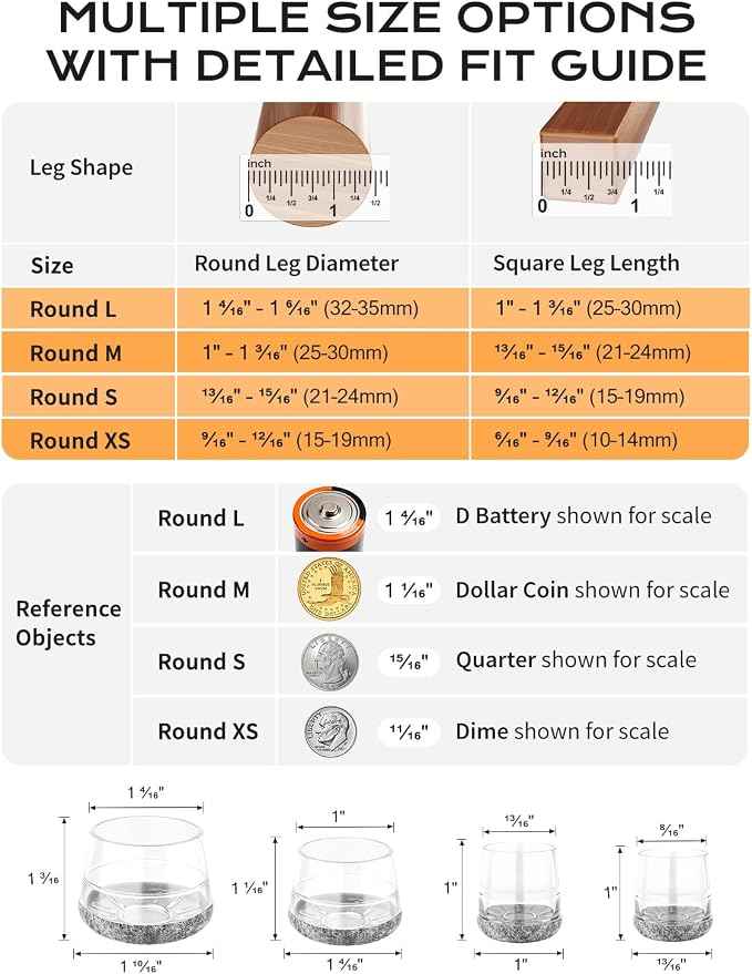 24 PCS Silicone & Felt Chair Leg Floor Protectors