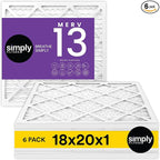 Simply 18x20x1 Air Filter, Merv 13, 6 Pack, by SimplyFilters