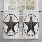 Vintage Farm Western Star Window Valance Curtains, 2 Panel - Image 2