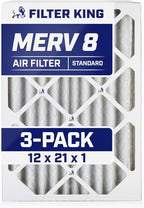 Filter King 12x21x1 Air Filter | 3-PACK | MERV 8 HVAC Pleated A/C Furnace by FilterKing