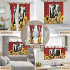 Cows Sunflowers Kitchen Curtains 24 Inch Length, Small Window Curtains Tab Top - Image 7