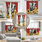 Cows Sunflowers Bedroom Curtains 72 Inch Length, Window Curtains Tab Top - Image 7