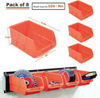 Wallmaster 8-Bin Storage Bins Garage Rack System 2-Tier Orange Tool Organizers