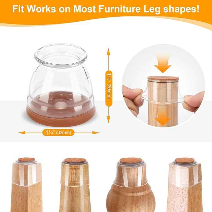 CHUNZEXI 24 Pack Chair Leg Floor Protectors