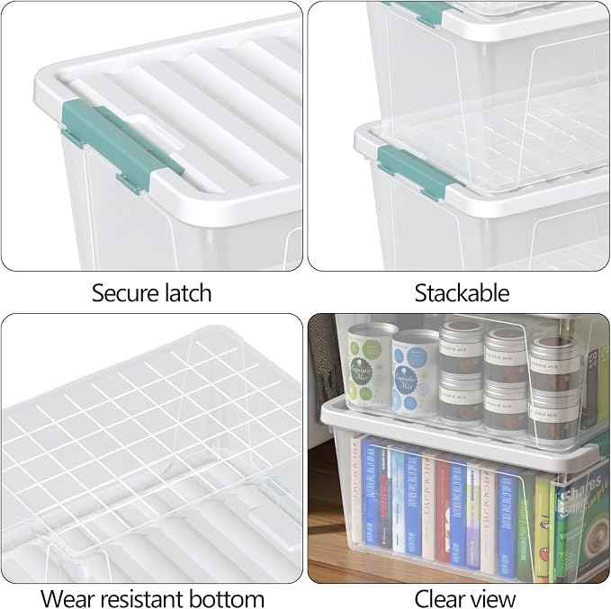 Zopnny 35 Qt. Stackable Plastic Storage Bins