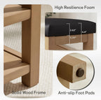 Shoe Rack Bench with Leather Cushion, 2 Tier Solid Wood Storage Bench