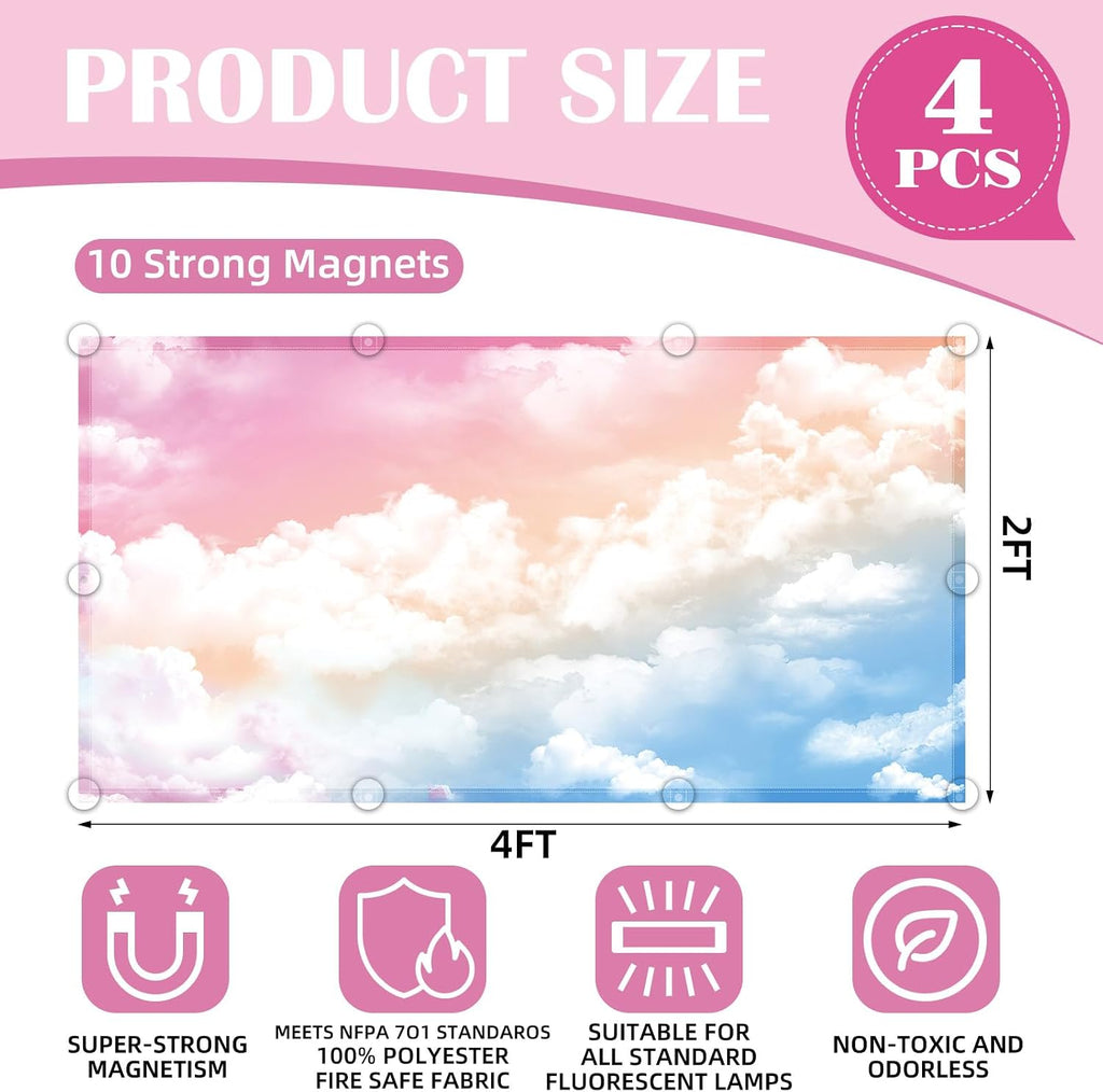 ANGSYLTH 4 Pcs Fluorescent Light Covers with Flame Retardant