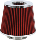 PTNHZ Universal Red 2.5" 63mm High Flow Cold Air Intake Cone Air Filter Power by PTNHZ+RACING