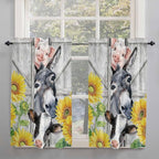 Farmhouse Kitchen Curtains 54 Inches length, Watercolor Sunflowers Animals - Image 2