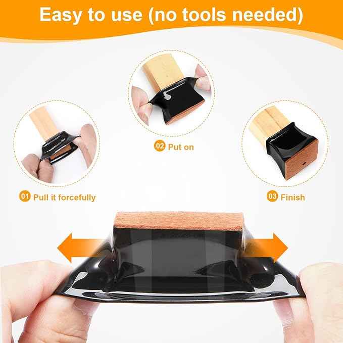 CHUNZEXI 16 Pack Square Chair Leg Floor Protectors