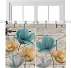 Watercolor Flowers Kitchen Curtains 45 Inch Length, Short Cafe Window Curtains by Unknown
