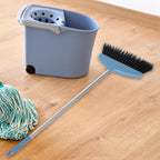 BESPORTBLE Soft Bristle Broom Dustpan Set Blue Floor Sweeping Broom Non-Stick - Image 5
