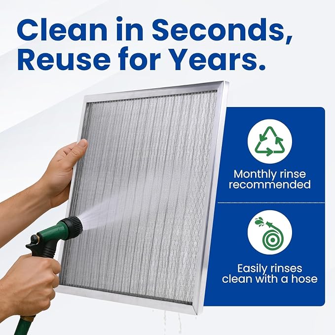McPherson Reusable Air Filter 25x16x1 | Washable MERV 8 | Made in USA Metal - Image 3