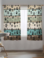 Sheer Curtains 72 Inches Long, Sage Green Brown Paw Prints Semi Sheer Curtains - Image 5