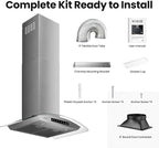 36" Wall Mount Range Hood Tempered Glass 900 CFM, Kitchen Chimney Vent - Image 8