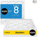 Simply 24x24x1 Air Filter, Merv 8, 6 Pack, by SimplyFilters