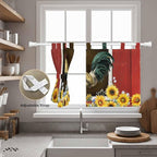 Chicken Sunflowers Kitchen Curtains 24 Inch Length, Small Window Curtains Tab - Image 5