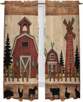Brown Farmhouse Kitchen Curtains, Vintage Country Animals Wooden Grain Light by Unknown