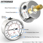 MEANLIN MEASURE -30inHG~60Psi Vacuum Gauge Stainless Steel 1/4" NPT 2" FACE - Image 4