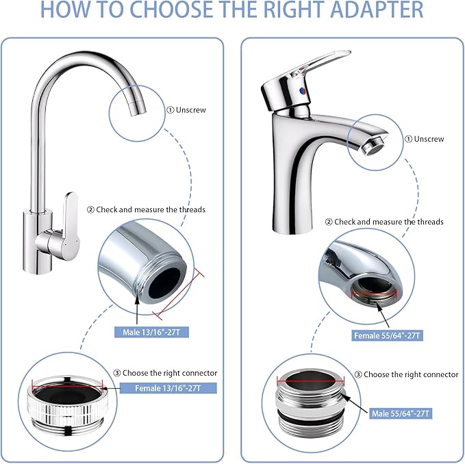 12 pcs Faucet Adapter Kit, CNYMANY Kitchen Aerator Adapter Set Male Female Sink - Image 3