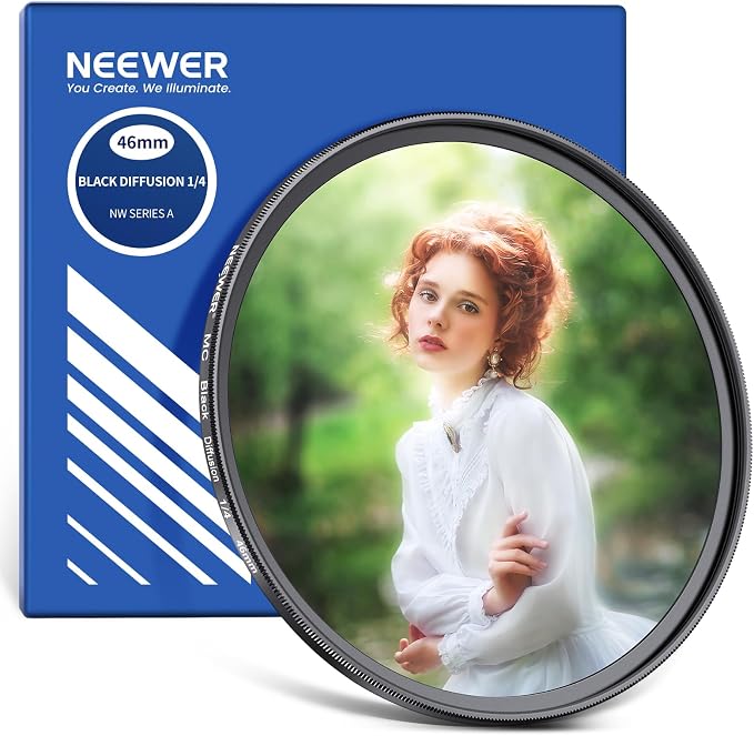 NEEWER 46mm Black Diffusion 1/4 Filter Dreamy Soft Cinematic Camera Lens Effect by Neewer