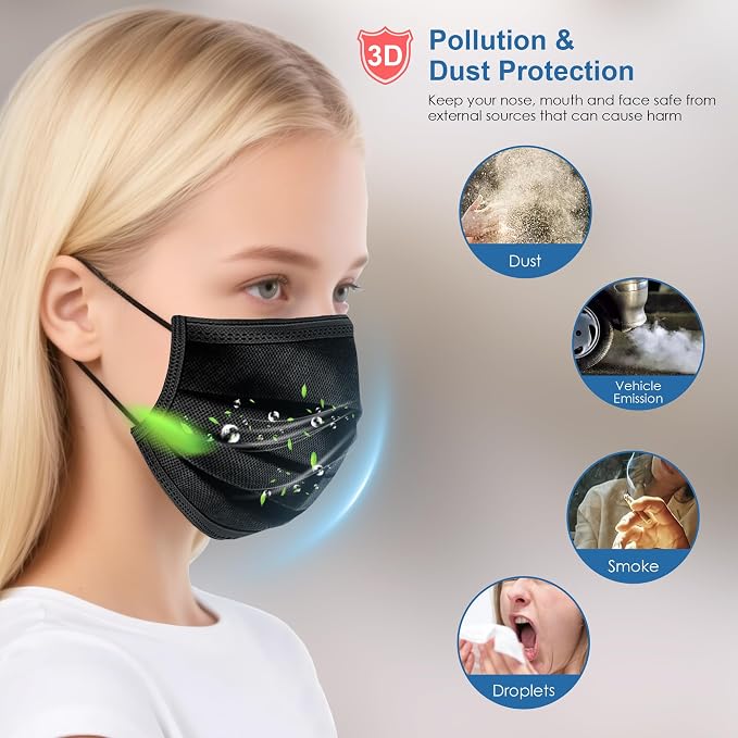 NNPCBT 5 Color Disposable Face Masks 100 Pack, 3-Ply Breathable Mask - Image 3