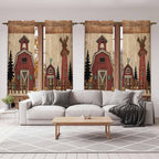 Brown Farmhouse Kitchen Curtains, Vintage Country Animals Wooden Grain Light - Image 7