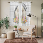 Easter Bunny Window Curtains 63 Inch Long 2 Panel Set, Rod Pocket Bedroom - Image 7