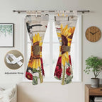 Red Yellow Sunflowers Bedroom Curtains 72 Inch Length, Window Curtains Tab Top - Image 5