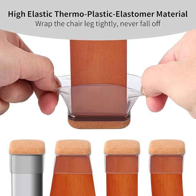 Ezprotekt 16 Pcs Rectangle Clear Silicone Chair Leg Floor Protectors