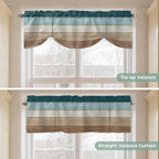 Teal Brown Tie Up Valance Curtains - Image 5