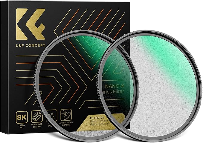 K&F CONCEPT 72mm Black Diffusion 1/4 & 1/8 Lens Filter Kit, Mist Cinematic by KFCONCEPT