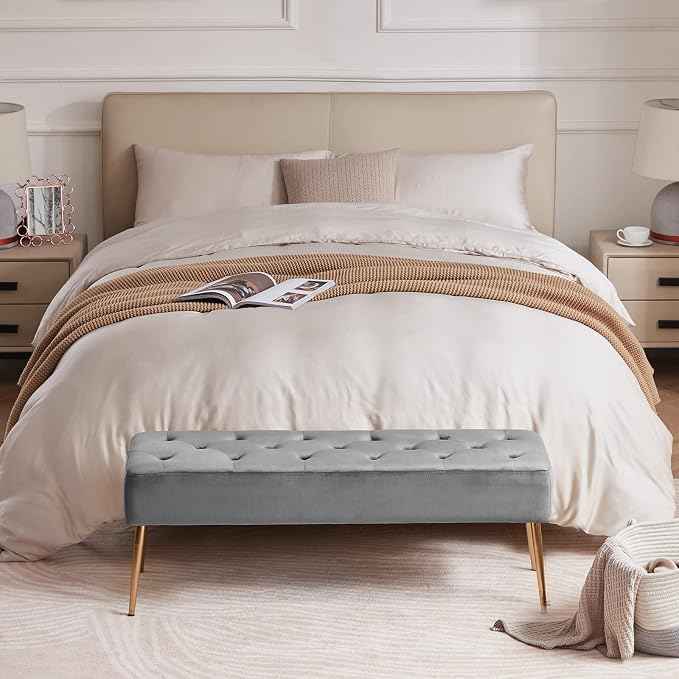 DUHOME Modern Velvet Ottoman Bench, Button-Tufted Upholstered Bedroom Benches