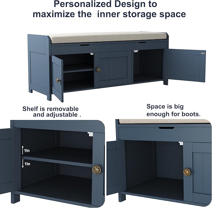 HOMEFORT 41.3" Shoe Bench with Lift Top Storage, Entryway Bench with Cushioned - Image 7