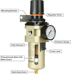 Hromee 1/2 Inch Compressed Filter Regulator Combo, Air Compressor Water Oil - Image 5