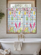 Happy Easter Kitchen Curtains 54 Inches length, Spring Watercolor Bunny Eggs - Image 7