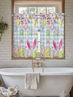 Happy Easter Kitchen Curtains 45 Inches length, Spring Watercolor Bunny Eggs - Image 7