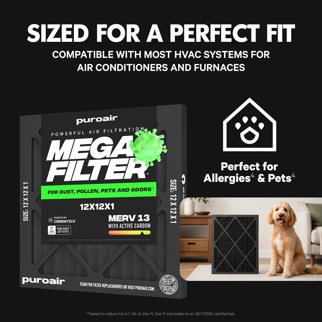 MegaFilter 12x12x1 Air Filter MERV 13 HVAC Furnace Filter (1-Pack)