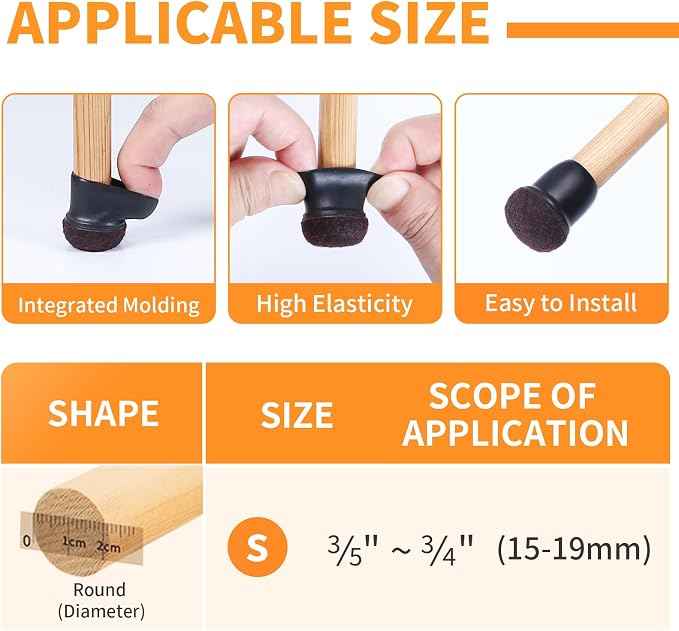 Ezprotekt 24 Pcs Small Black Silicone Chair Leg Floor Protectors