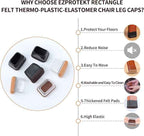 Ezprotekt 24 Pcs Rectangle Clear Silicone Chair Leg Floor Protectors Caps