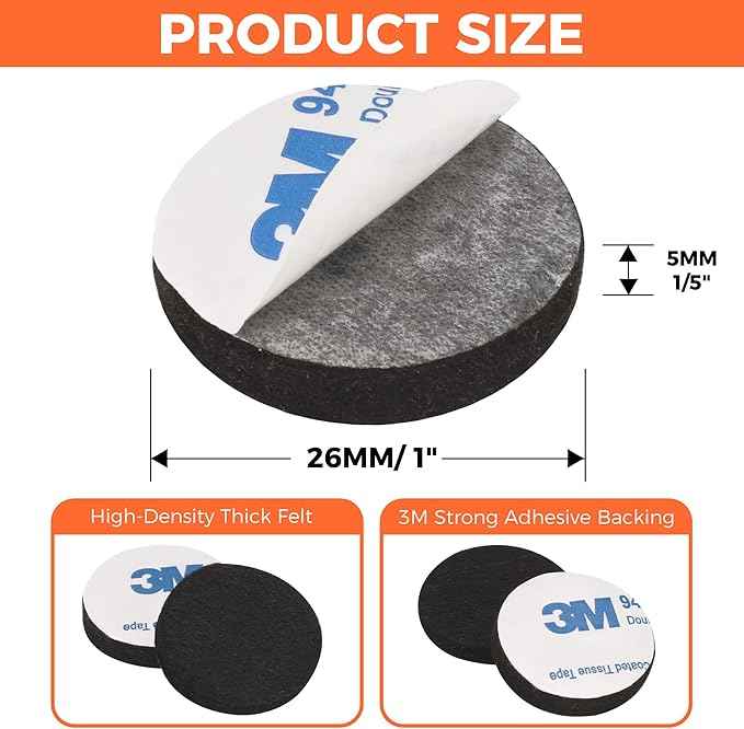 Felt Furniture Pads 120 PCS, Non Slip Self Adhesive Felt Pads Chair Leg Floor
