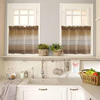 Vintage Brown Gradient Wood Grain Window Valance Curtains, Farmhouse Wood Barn - Image 3