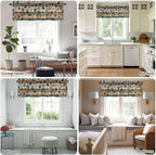 Dog Paws Valance Curtains for Kitchen, Teal Brown Wood Grain Privacy Rod Pocket - Image 8