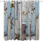 Blue Grey Wooden Living Room Curtains 96 Inch Length, Window Curtains Tab Top by Unknown