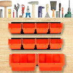 Wallmaster Wall Mounted Storage Bins, Wall Storage Bins Parts Rack 10 Bins&3