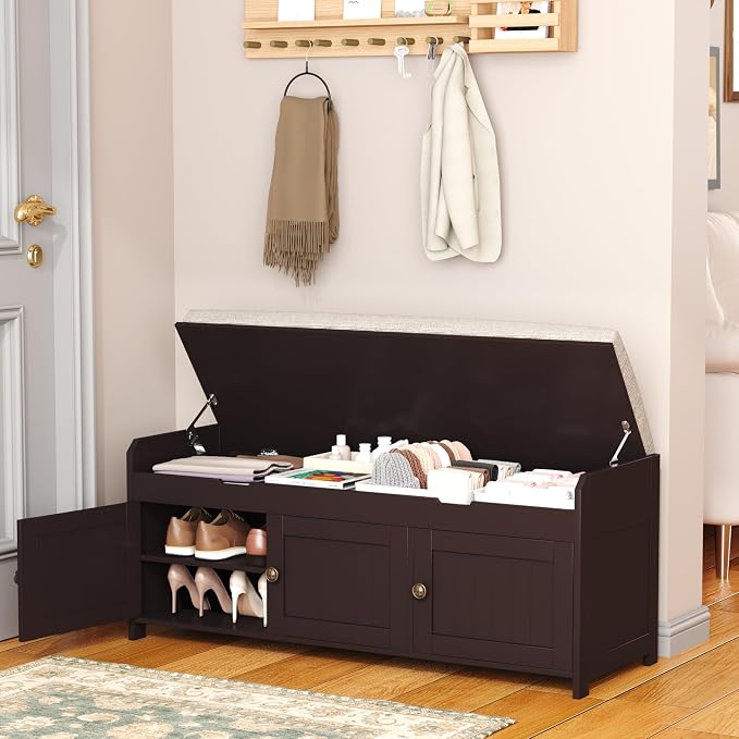 HOMEFORT 41.3" Shoe Bench with Lift Top Storage, Entryway Bench with Cushioned - Image 8
