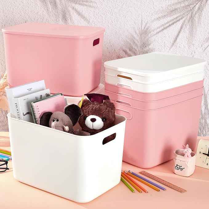 Hoolerry 8 Pieces Colorful Storage Bins