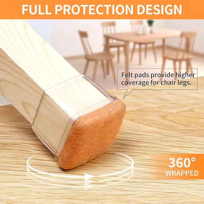 Ezprotekt 24 Pcs Clear Square Chair Leg Floor Protectors